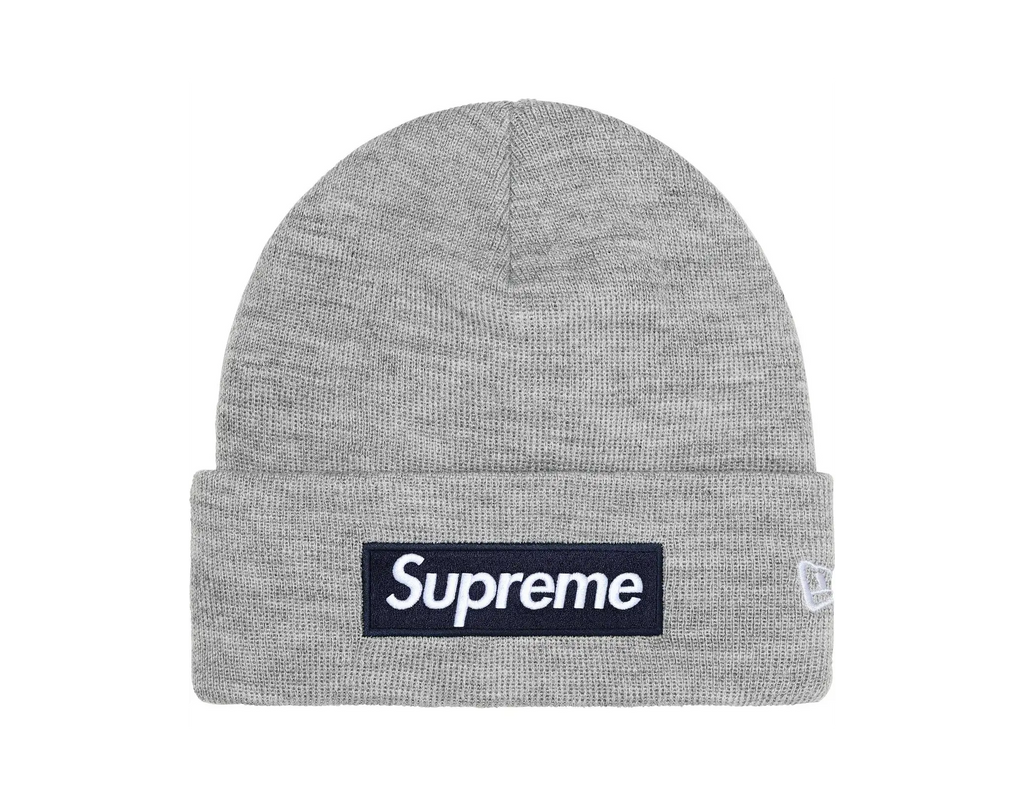 New Era x Supreme Box Logo Beanie Heather Grey (FW25)