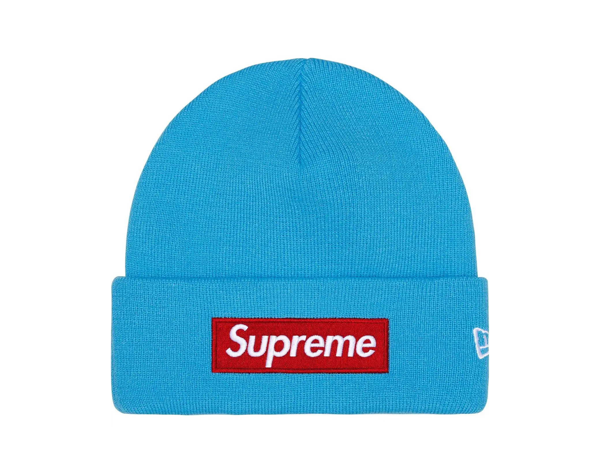 New Era x Supreme Box Logo Beanie Cyan (FW25)