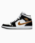 Air Jordan 1 Mid Patent Black White Gold