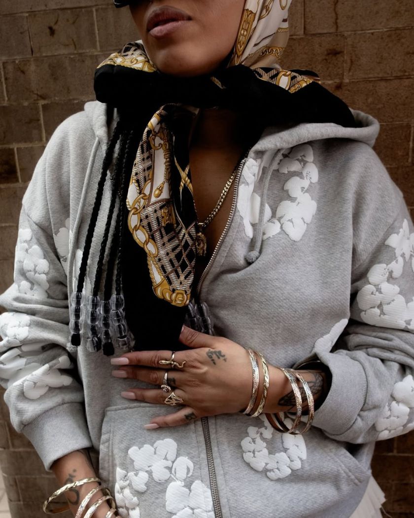 Denim Tears Cotton Wreath Zip Hoodie Grey