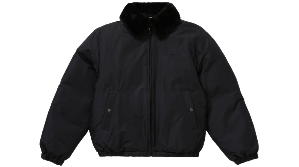 Supreme Burberry Shearling Collar Down Puffer Jacket Black