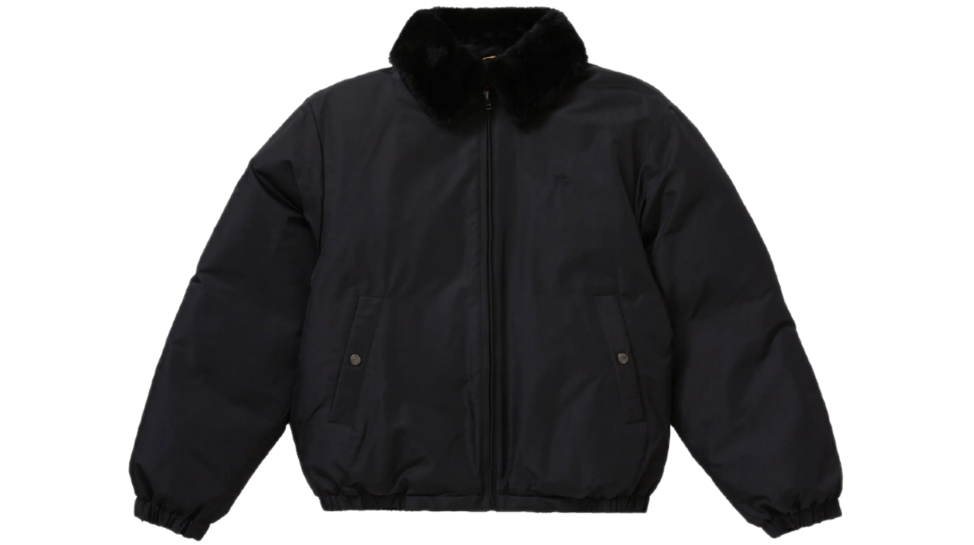 Supreme Burberry Shearling Collar Down Puffer Jacket Black