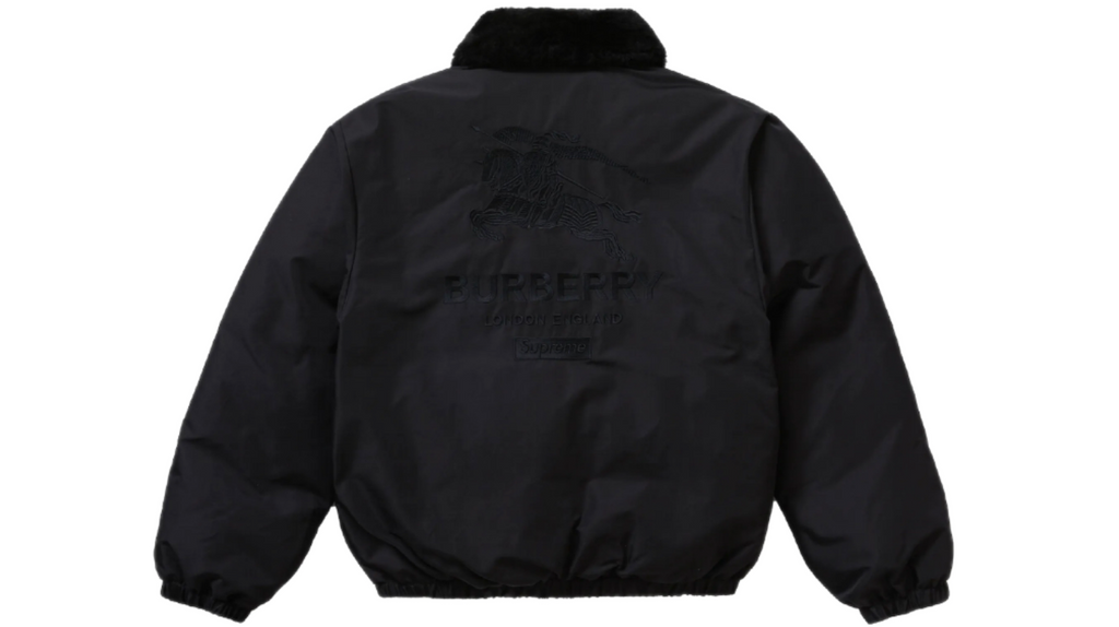 Supreme Burberry Shearling Collar Down Puffer Jacket Black