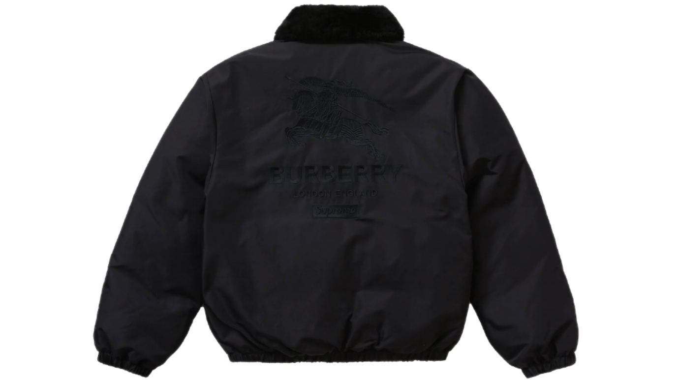 Supreme Burberry Shearling Collar Down Puffer Jacket Black