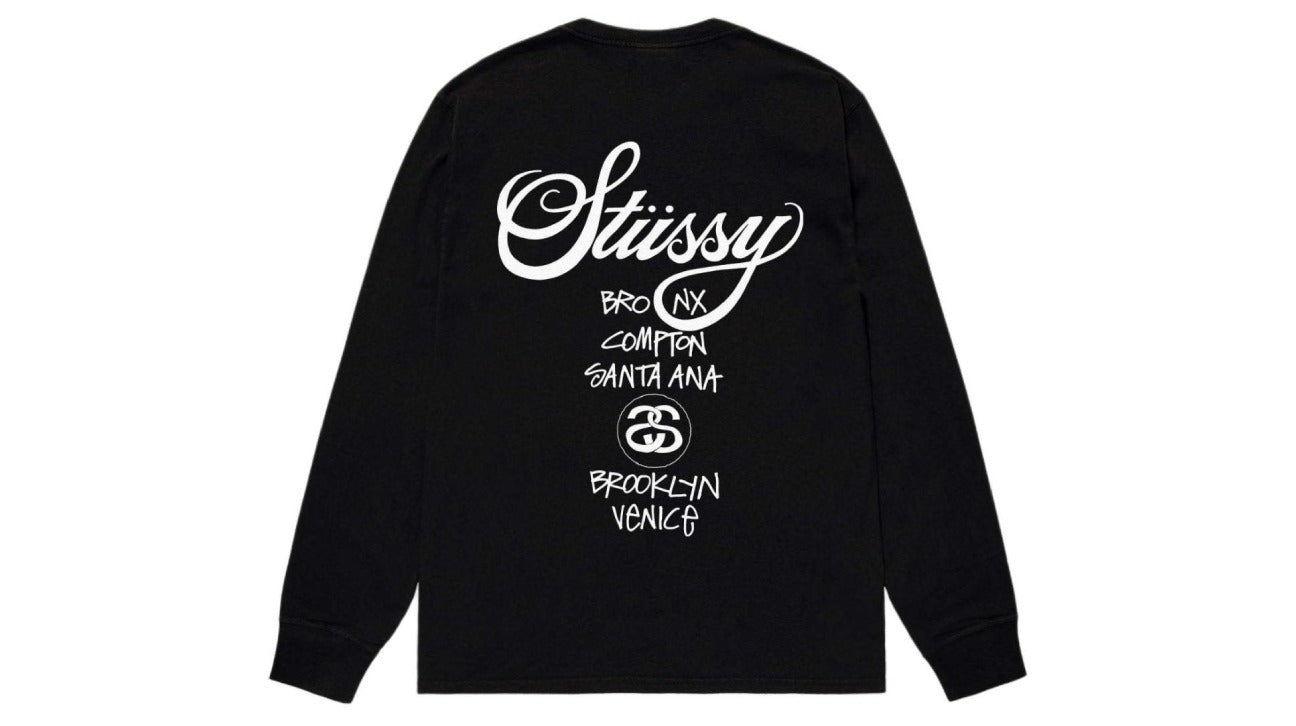 Stussy World Tour LS Tee Black
