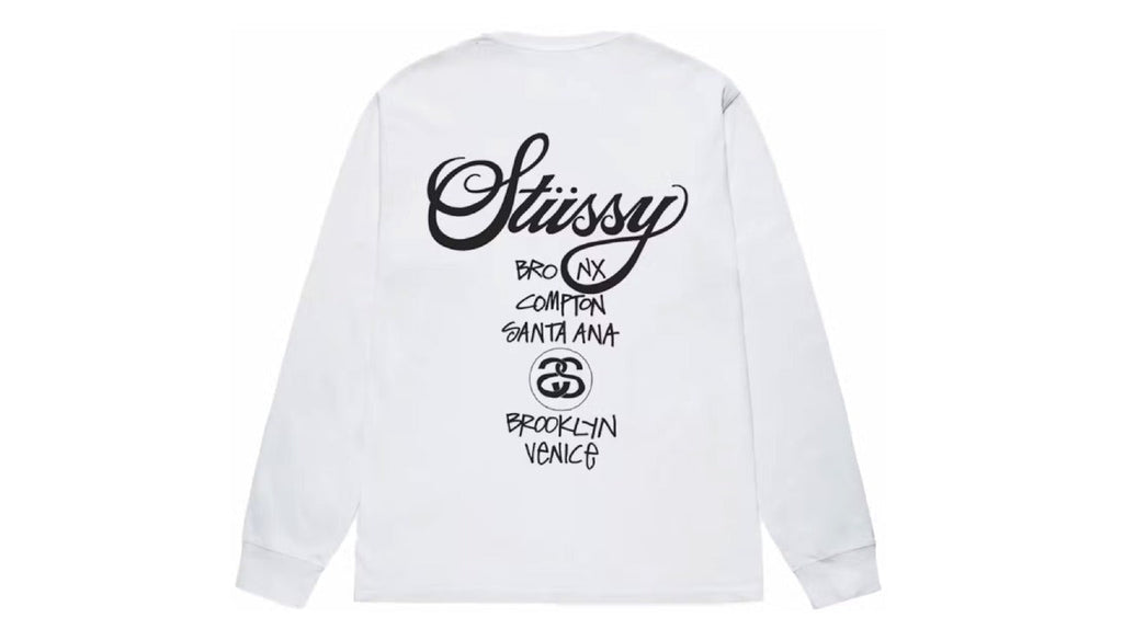 Stussy World Tour LS Tee White