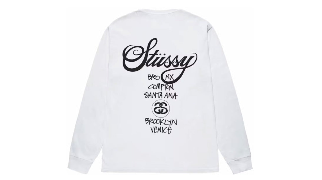 Stussy World Tour LS Tee White