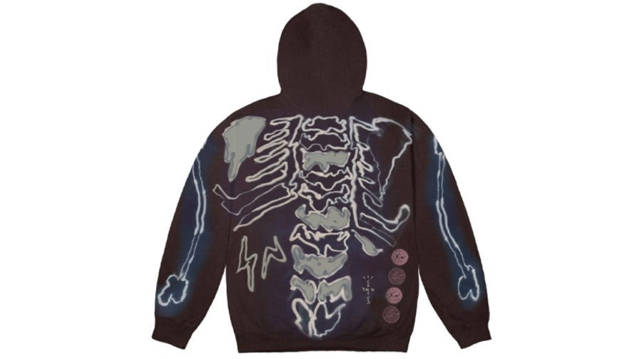 Travis Scott Cactus Jack For Fragment Skeleton Graffiti Full Zip Hoodie Multicolor