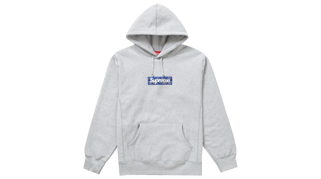 Supreme Bandana Box Logo Hooded Sweatshirt Heather Grey