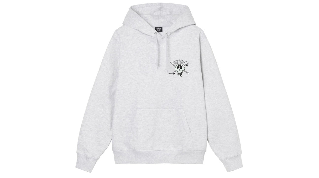 Stussy Surf Skate Skull Hoodie Ash Heather