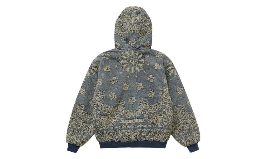 Supreme Bandana Jacquard Denim Hooded Work Jacket Blue
