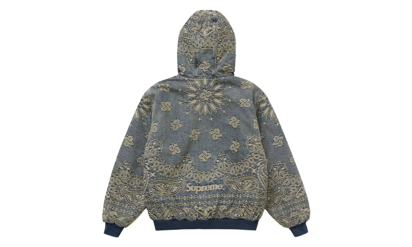 Supreme Bandana Jacquard Denim Hooded Work Jacket Blue