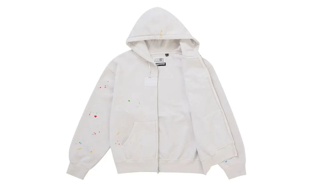 Supreme MM6 Maison Margiela Box Logo Zip Up Hooded Sweatshirt White