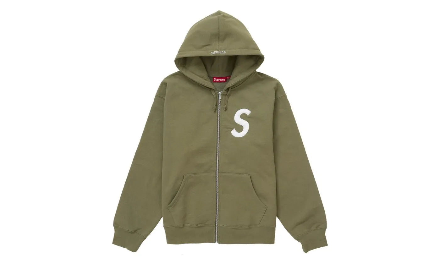Supreme S Logo Zip Up Hooded Sweatshirt (FW24) Light Olive