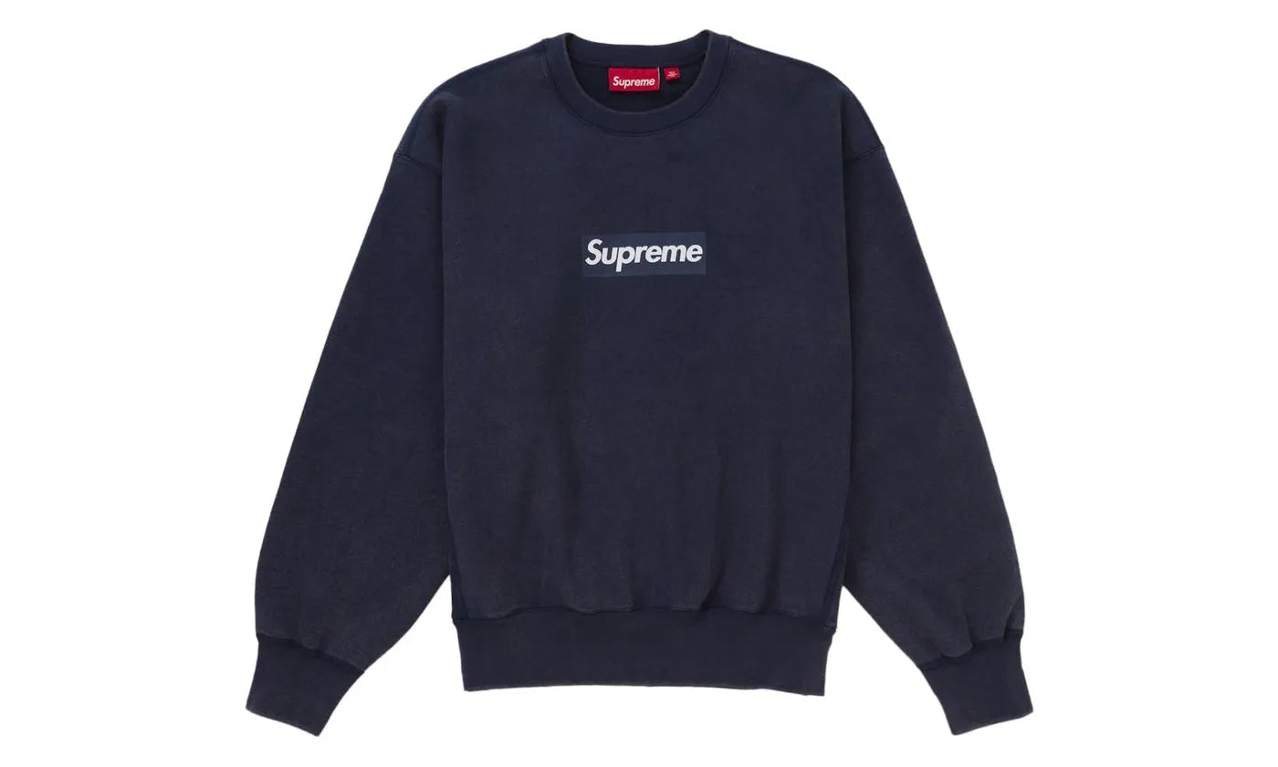 Supreme Washed Box Logo Crewneck Navy